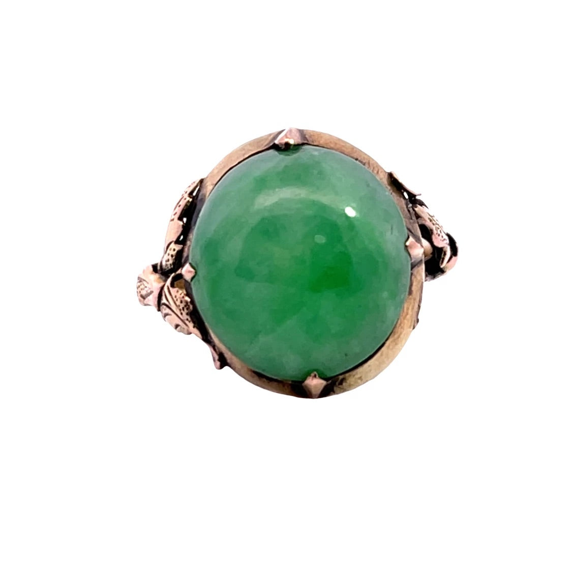 Victorian 14K Yellow gold and Green Jade ring