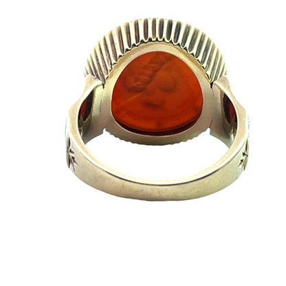 Victorian 14KY gold, agate intaglio, and enamel ring