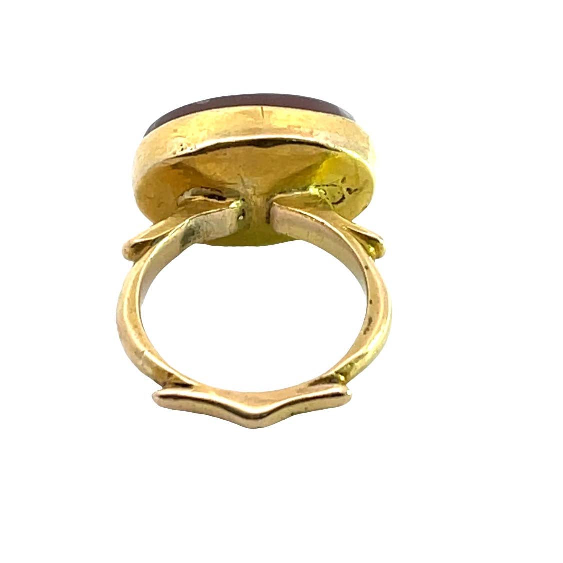 Modern 22KY gold setting with ancient agate intaglio prayer seal ring