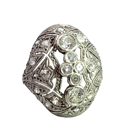 Art Deco platinum and diamond handmade ring