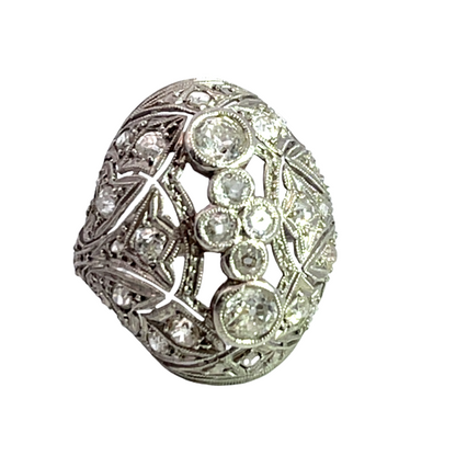 Art Deco platinum and diamond handmade ring