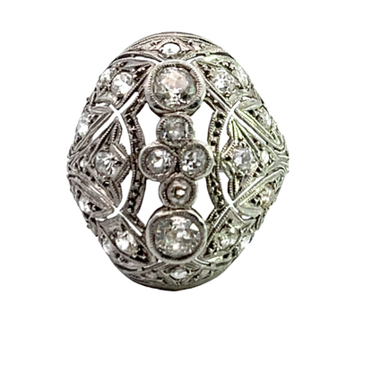 Art Deco platinum and diamond handmade ring