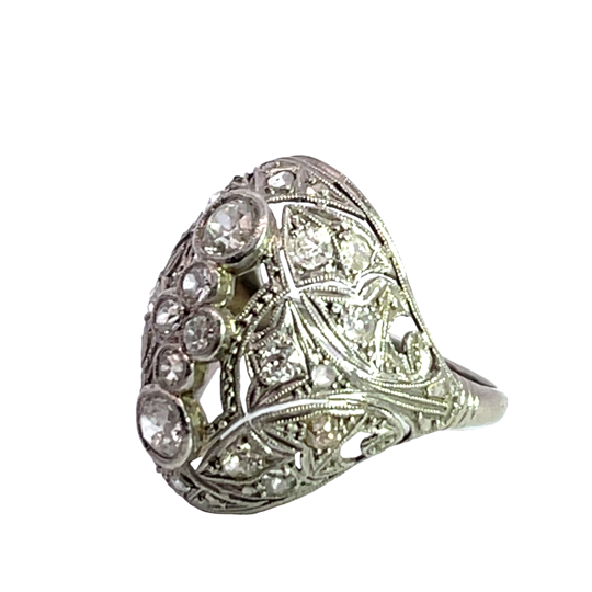 Art Deco platinum and diamond handmade ring