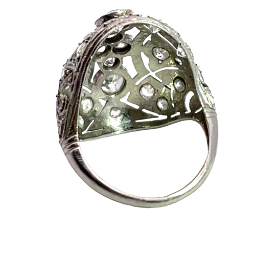 Art Deco platinum and diamond handmade ring
