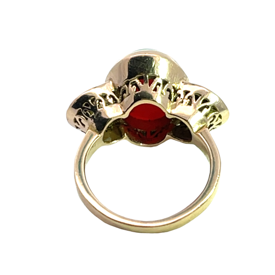 Modern 18KY gold, diamond pave and opal custom ring