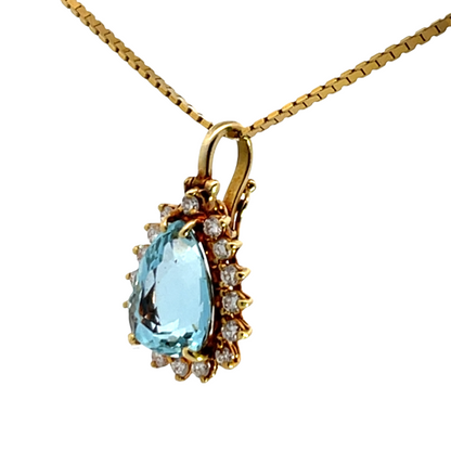 Modern 18KY gold aquamarine and diamond enhancer pendant
