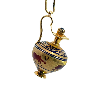 Modern 18KY gold, sapphire and enamel urn perfumer pendant