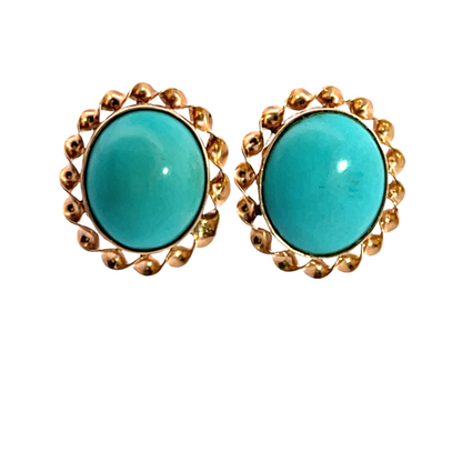 Modern 14KY gold and turquoise post earrings