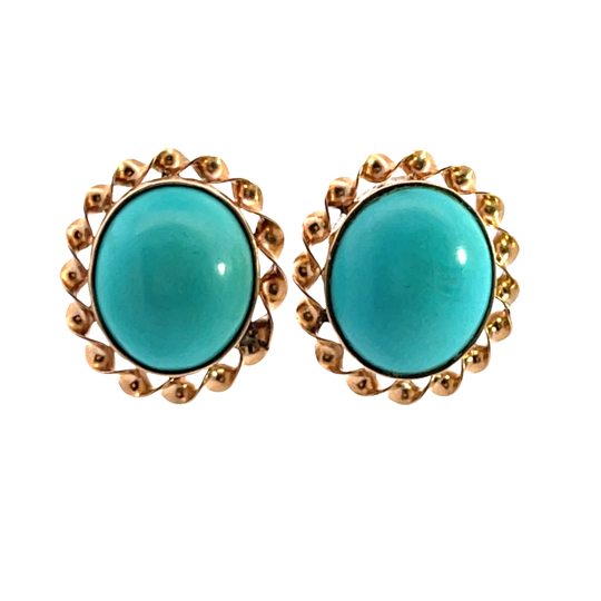 Modern 14KY gold and turquoise post earrings