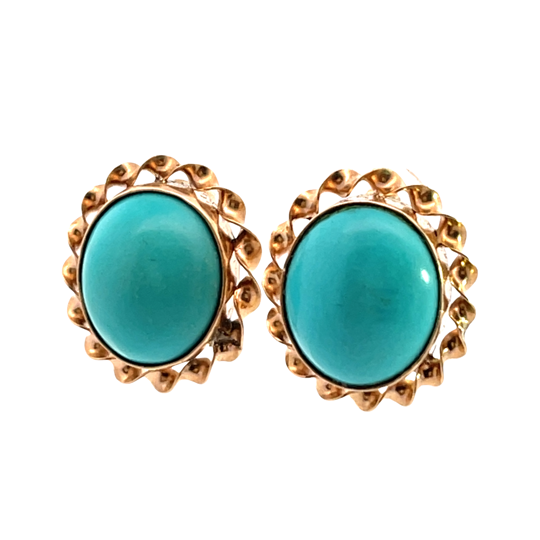 Modern 14KY gold and turquoise post earrings