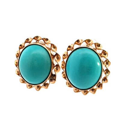 Modern 14KY gold and turquoise post earrings