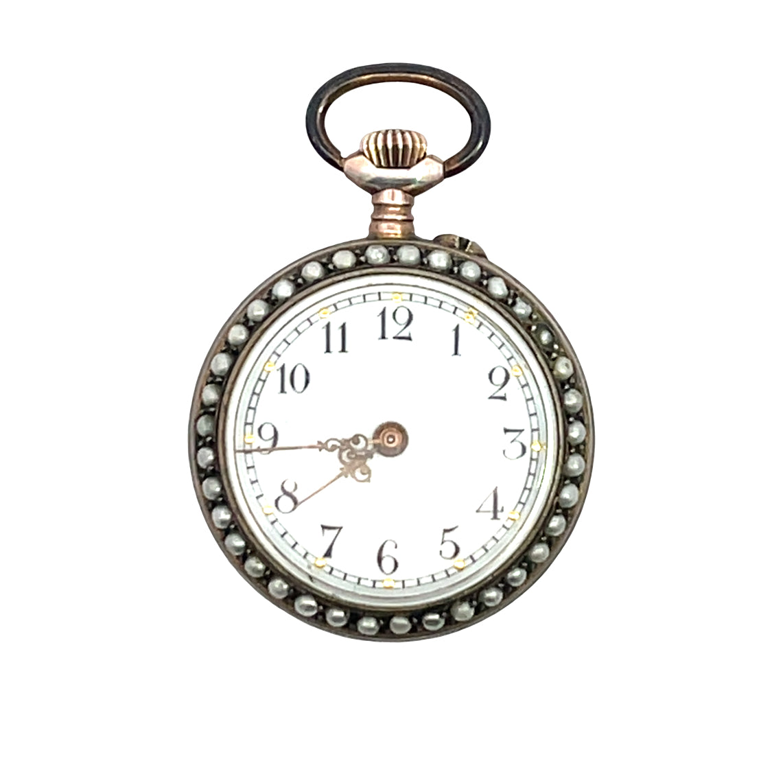 Victorian Sterling Silver, seed pearl and enamel pocket watch