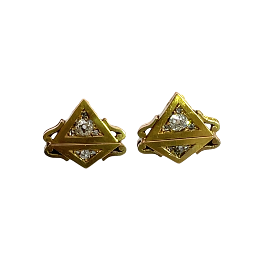 Victorian 14KY gold diamond post earring