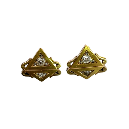 Victorian 14KY gold diamond post earring