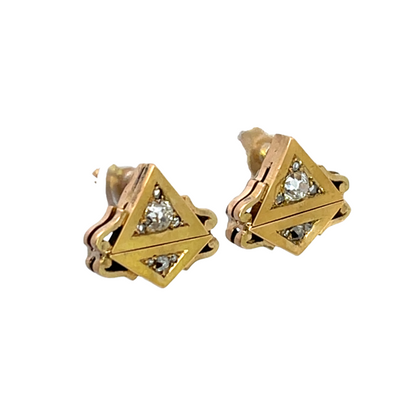 Victorian 14KY gold diamond post earring