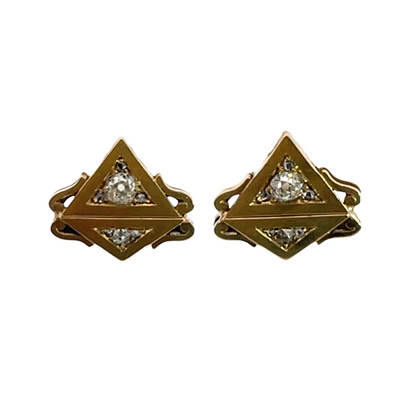 Victorian 14KY gold diamond post earring