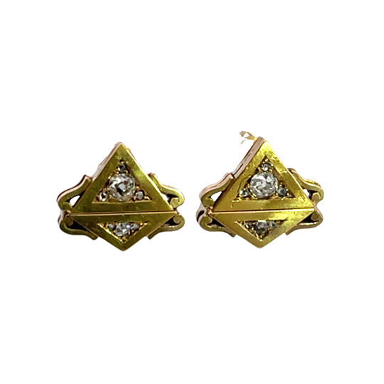 Victorian 14KY gold diamond post earring