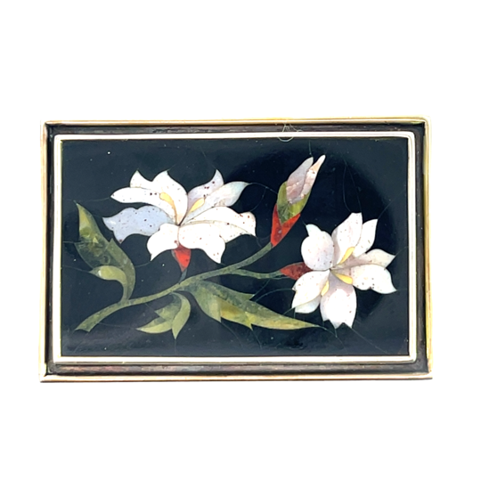 Victorian 10KY gold Pietre Dura gemstone brooch