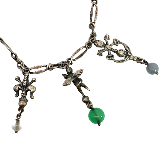 Victorian Sterling silver, agate charm bracelet