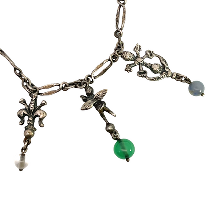 Victorian Sterling silver, agate charm bracelet