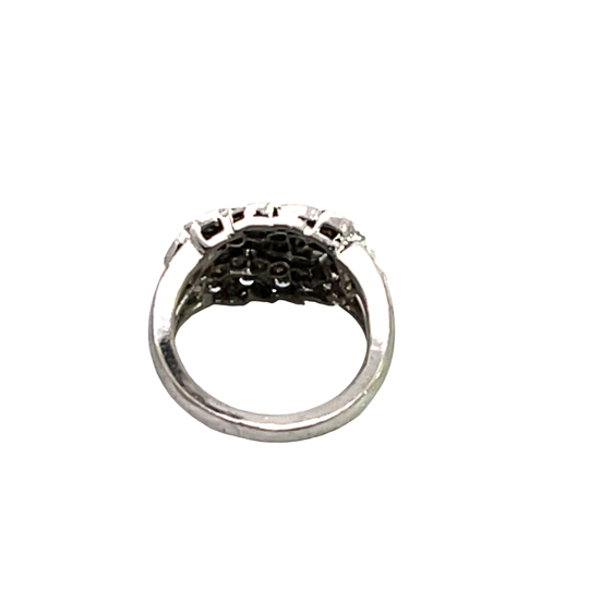 Modern 14K white gold and diamond ring