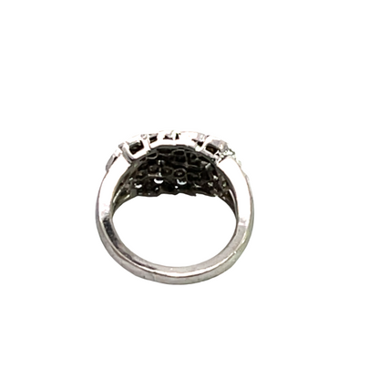 Modern 14K white gold and diamond ring