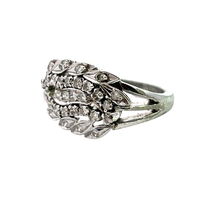 Modern 14K white gold and diamond ring