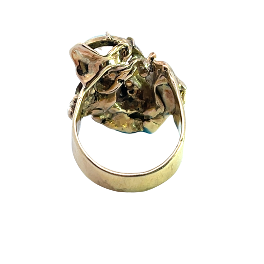 Brutalist 14KY gold and Autralian opal ring
