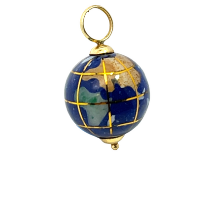 Modern 14KY gold lapis and gemstone inlay globe charm