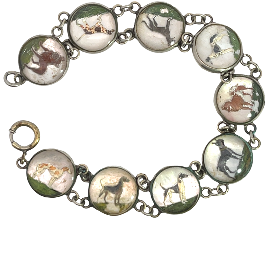 Victorian Sterling silver Essex Crystal 'Best in Show' link bracelet