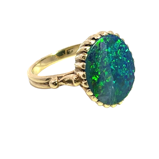 Modern 14KY gold opal doublet ring