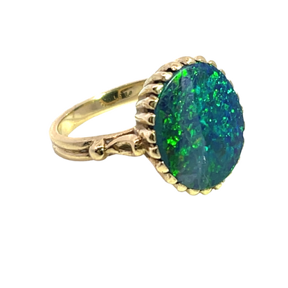Modern 14KY gold opal doublet ring