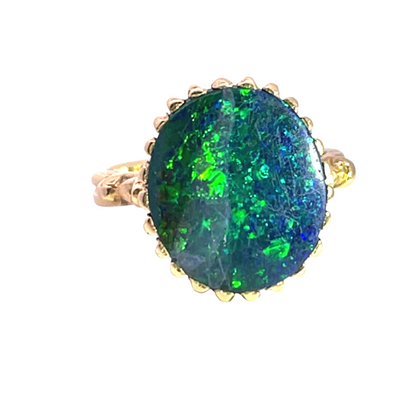 Modern 14KY gold opal doublet ring