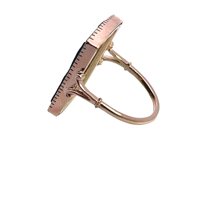 Victorian and Modern 14K rose gold onyx cameo conversion ring