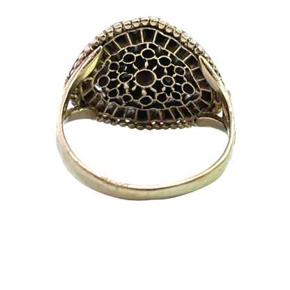 Georgian Sterling silver, 14K Yellow gold and rose cut diamond ring