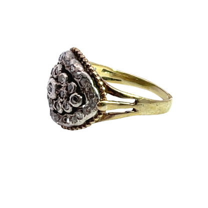 Georgian Sterling silver, 14K Yellow gold and rose cut diamond ring