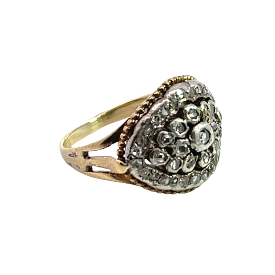 Georgian Sterling silver, 14K Yellow gold and rose cut diamond ring