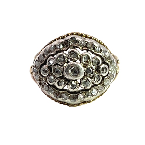 Georgian Sterling silver, 14K Yellow gold and rose cut diamond ring