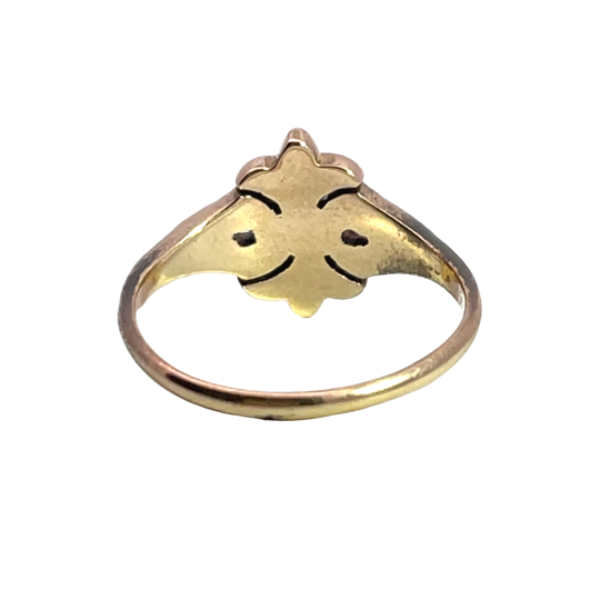 Early Victorian 10K rose gold, turquoise and pearl ring