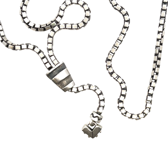 Modern Sterling Silver Lisa Jenks lariat style box chain necklace