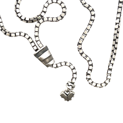 Modern Sterling Silver Lisa Jenks lariat style box chain necklace