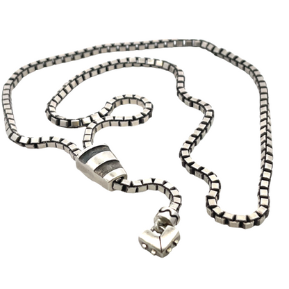 Modern Sterling Silver Lisa Jenks lariat style box chain necklace