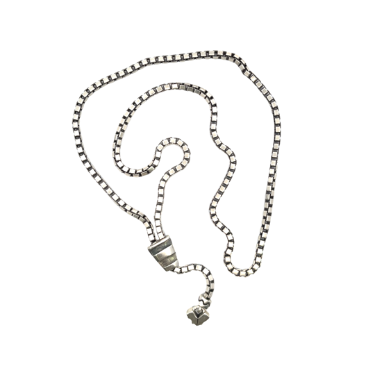 Modern Sterling Silver Lisa Jenks lariat style box chain necklace