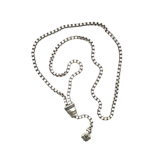 Modern Sterling Silver Lisa Jenks lariat style box chain necklace