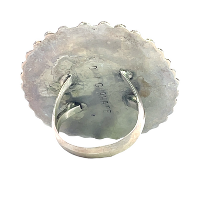 Native American Sterling Silver, turquoise needlepoint Zuni 'Sunburst' ring