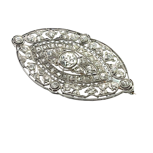 Art Deco platinum and natural diamond brooch