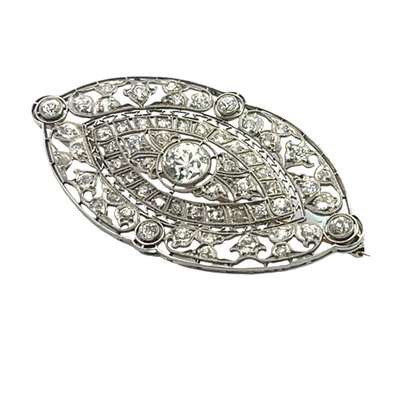 Art Deco platinum and natural diamond brooch