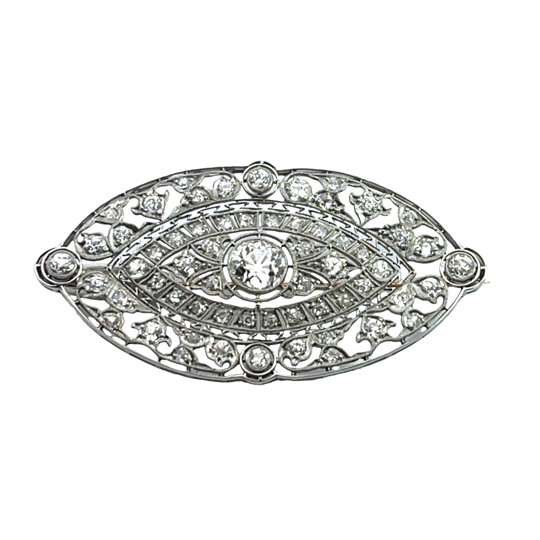 Art Deco platinum and natural diamond brooch