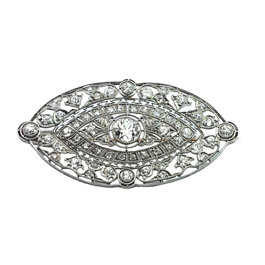 Art Deco platinum and natural diamond brooch