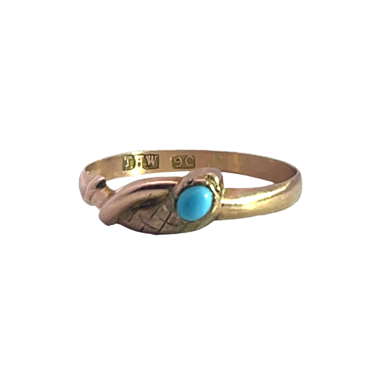 Victorian 9Karat gold and Persian turquoise snake ring